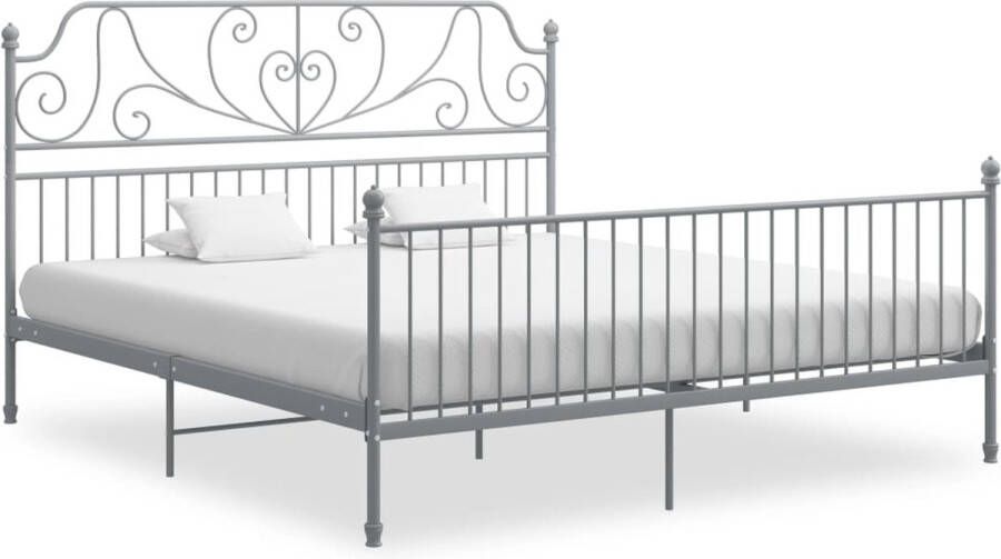 Decoways Bedframe metaal en multiplex grijs 180x200 cm