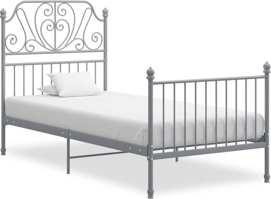 Decoways Bedframe metaal en multiplex grijs 90x200 cm