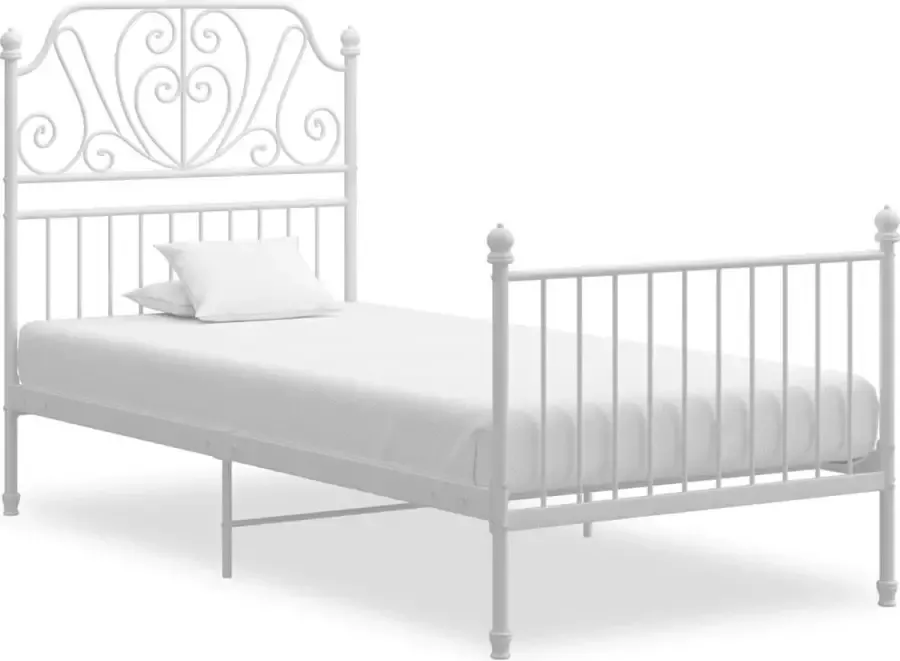 Decoways Bedframe metaal en multiplex wit 100x200 cm