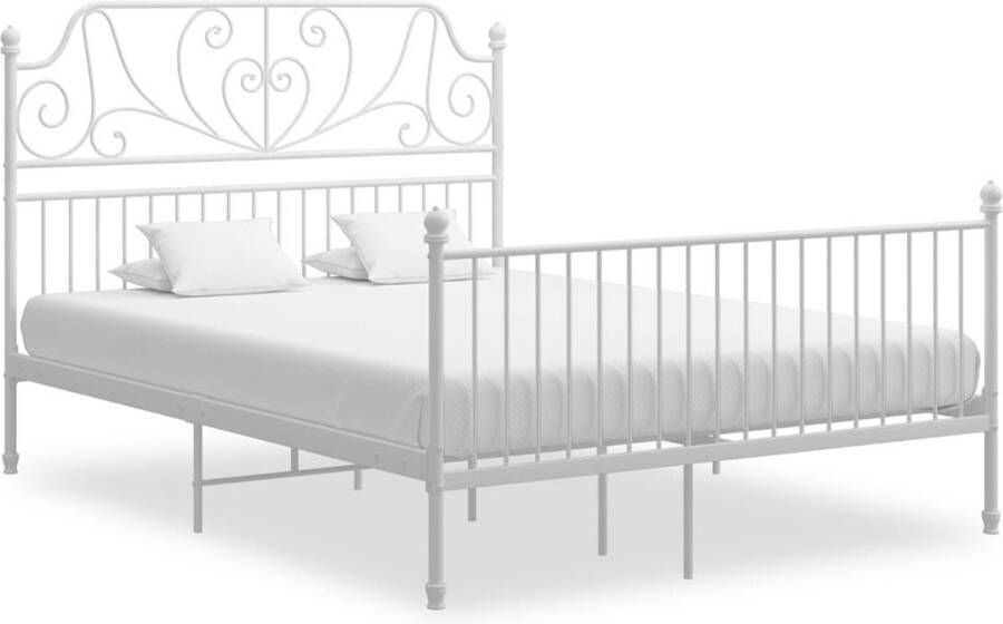 Decoways Bedframe metaal en multiplex wit 140x200 cm