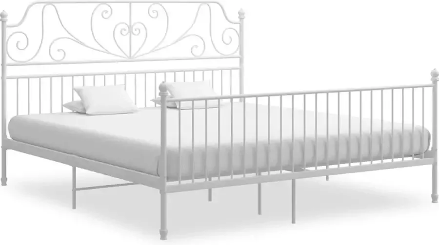 Decoways Bedframe metaal en multiplex wit 180x200 cm