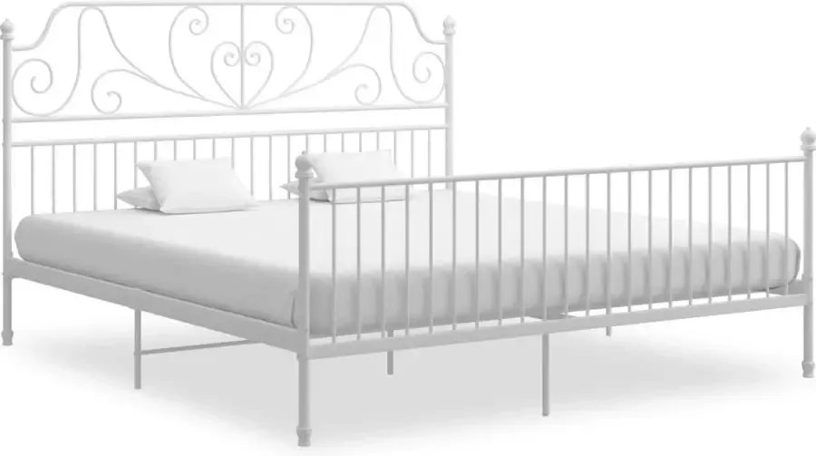 Decoways Bedframe metaal en multiplex wit 200x200 cm