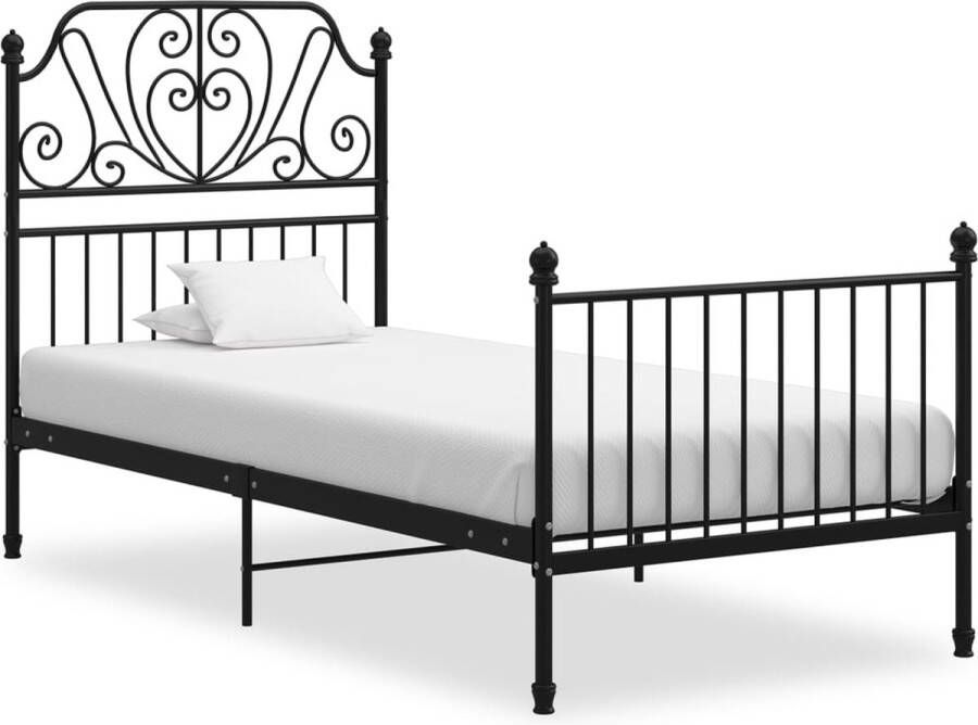 Decoways Bedframe metaal en multiplex zwart 100x200 cm