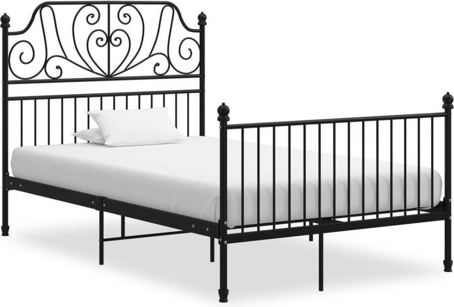 Decoways Bedframe metaal en multiplex zwart 120x200 cm