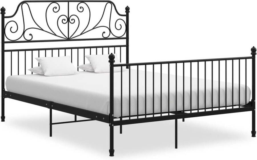 Decoways Bedframe metaal en multiplex zwart 140x200 cm