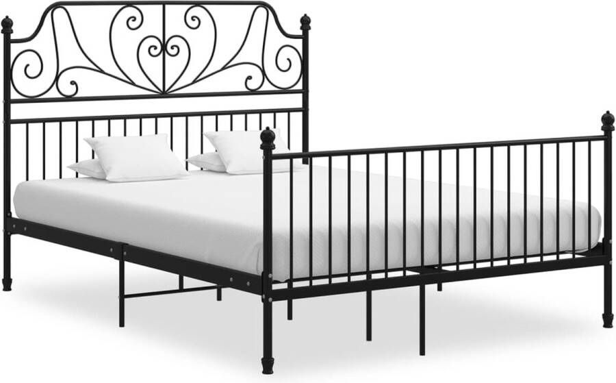 Decoways Bedframe metaal en multiplex zwart 160x200 cm