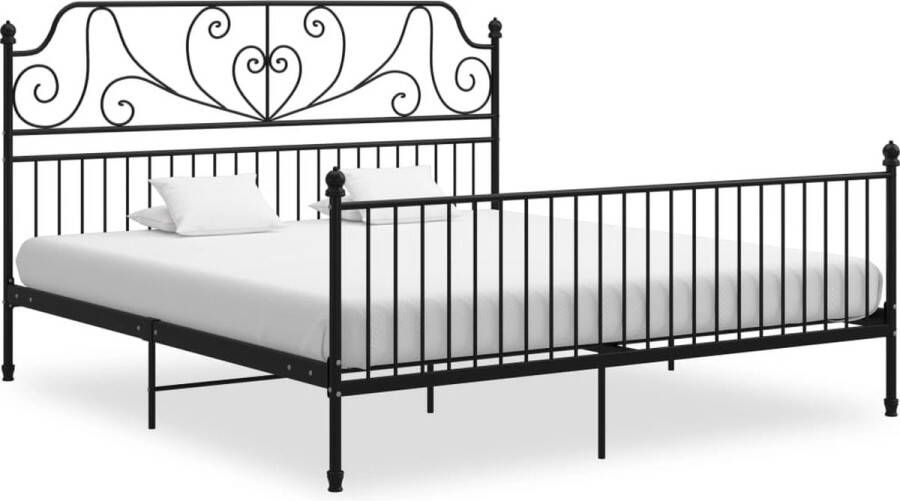 Decoways Bedframe metaal en multiplex zwart 180x200 cm