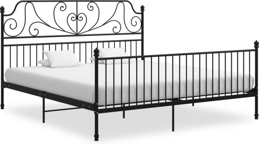 Decoways Bedframe metaal en multiplex zwart 200x200 cm