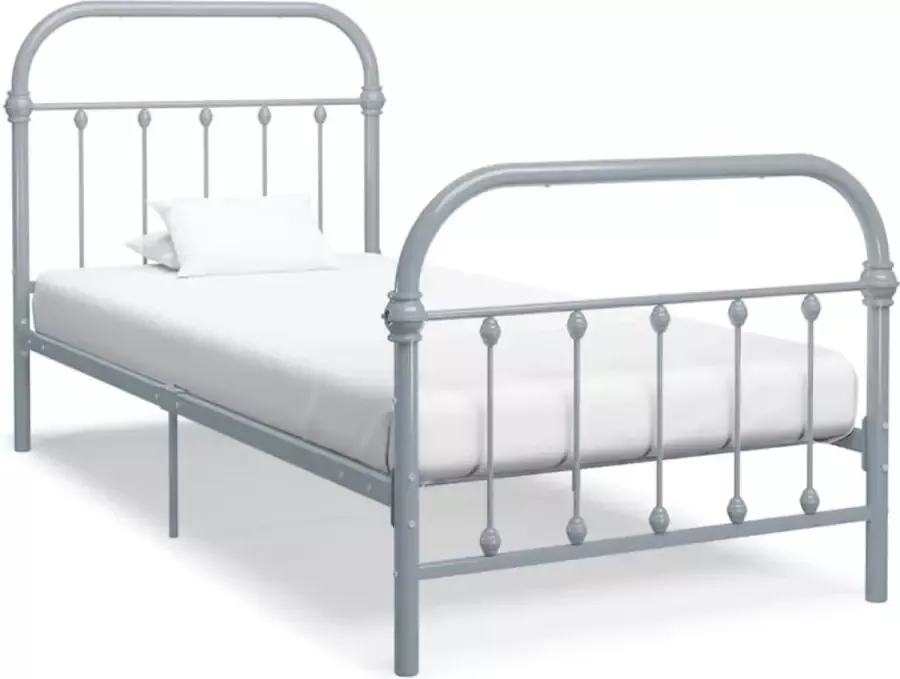 Decoways Bedframe metaal grijs 100x200 cm