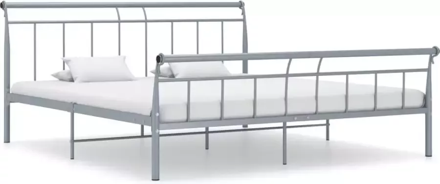 Decoways Bedframe metaal grijs 200x200 cm