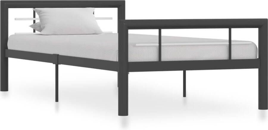 Decoways Bedframe metaal grijs en wit 100x200 cm