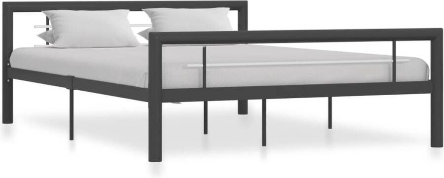 Decoways Bedframe metaal grijs en wit 120x200 cm