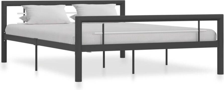 Decoways Bedframe metaal grijs en wit 140x200 cm