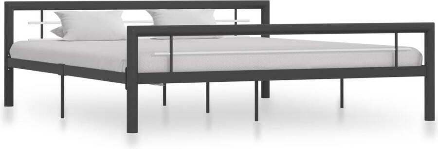 Decoways Bedframe metaal grijs en wit 180x200 cm