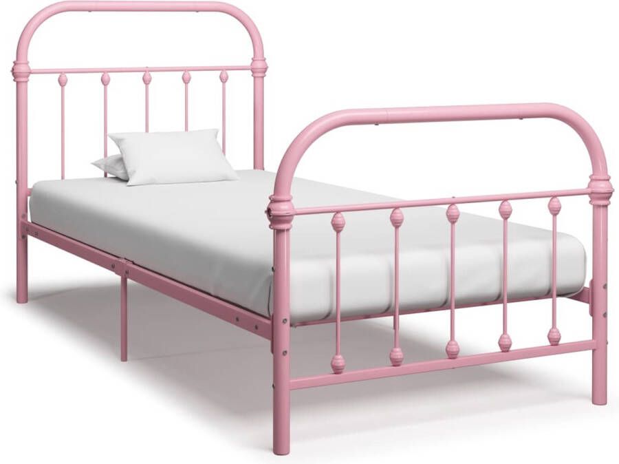 Decoways Bedframe metaal roze 100x200 cm