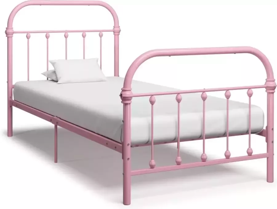 Decoways Bedframe metaal roze 90x200 cm