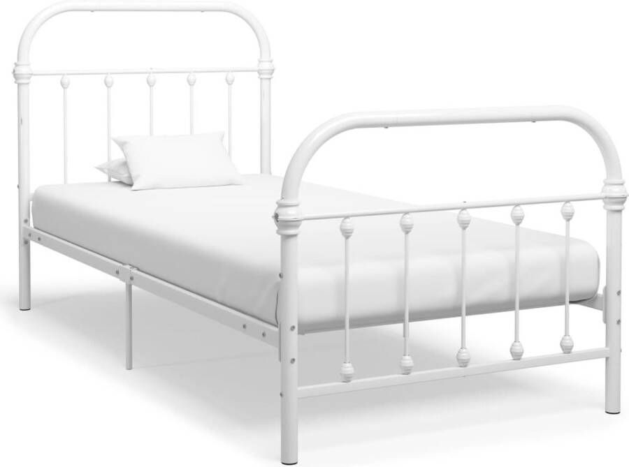 Decoways Bedframe metaal wit 100x200 cm