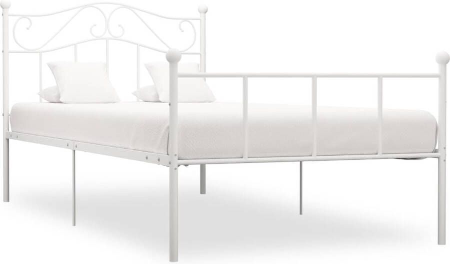 Decoways Bedframe metaal wit 100x200 cm