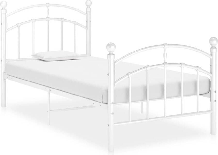 Decoways Bedframe metaal wit 100x200 cm