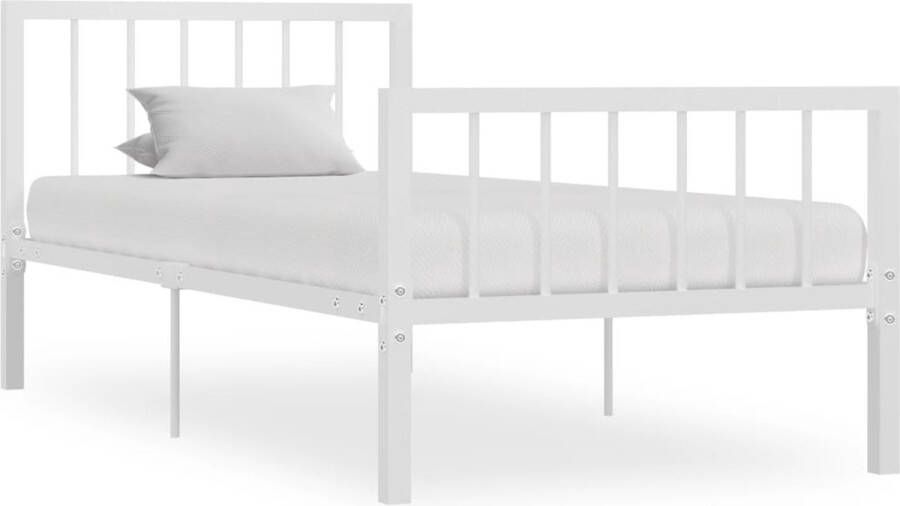 Decoways Bedframe metaal wit 100x200 cm