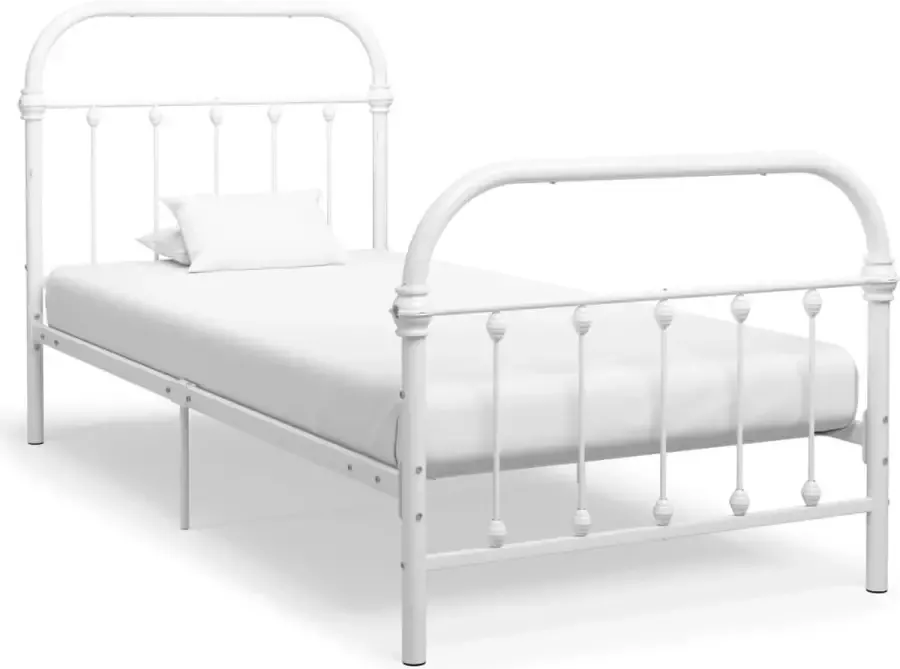 Decoways Bedframe metaal wit 100x200 cm