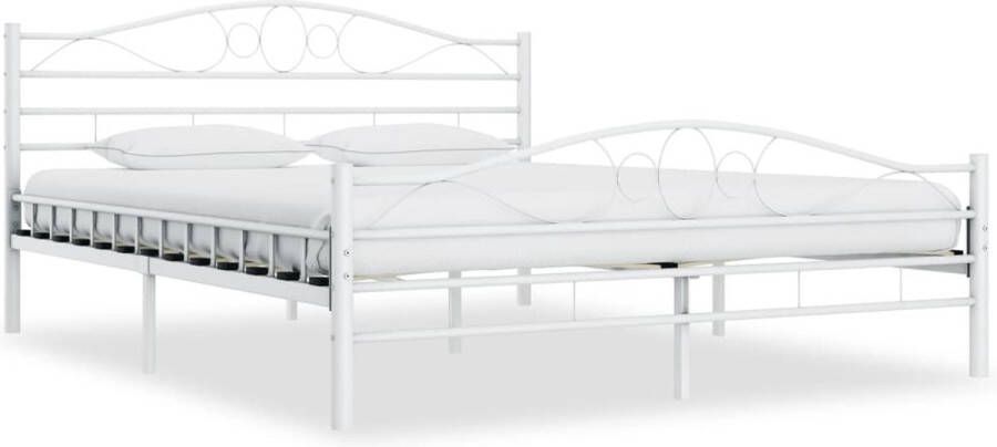 Decoways Bedframe metaal wit 160x200 cm