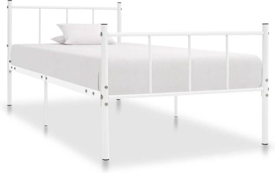 Decoways Bedframe metaal wit 90x200 cm