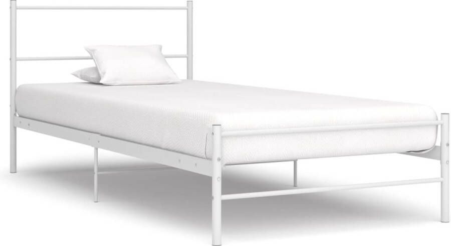 Decoways Bedframe metaal wit 90x200 cm