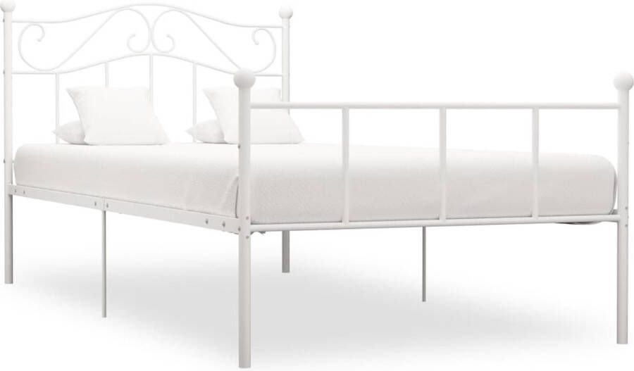 Decoways Bedframe metaal wit 90x200 cm