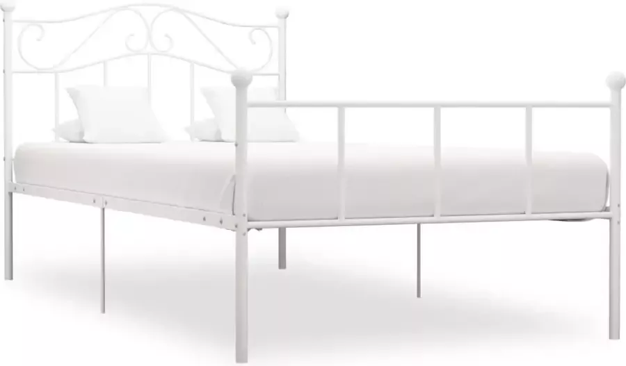 Decoways Bedframe metaal wit 90x200 cm