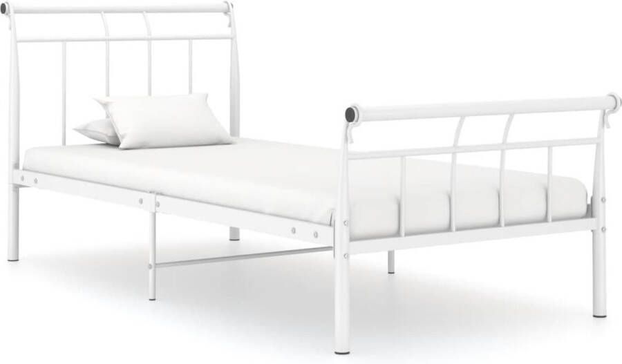 Decoways Bedframe metaal wit 90x200 cm