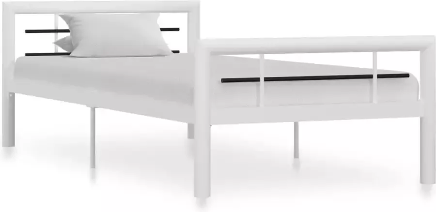 Decoways Bedframe metaal wit en zwart 100x200 cm