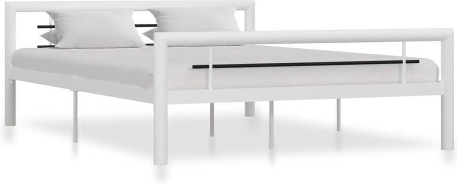 Decoways Bedframe metaal wit en zwart 120x200 cm