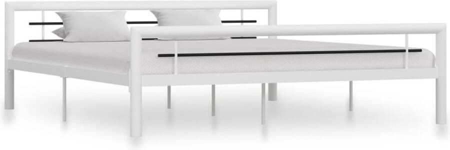 Decoways Bedframe metaal wit en zwart 180x200 cm