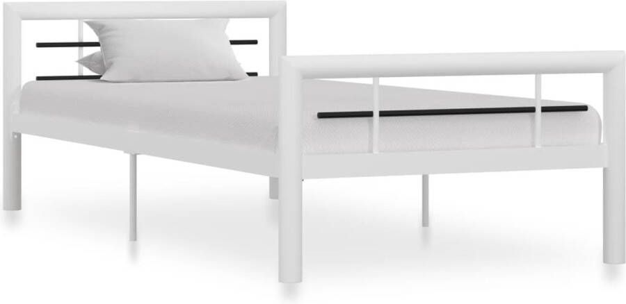 Decoways Bedframe metaal wit en zwart 90x200 cm