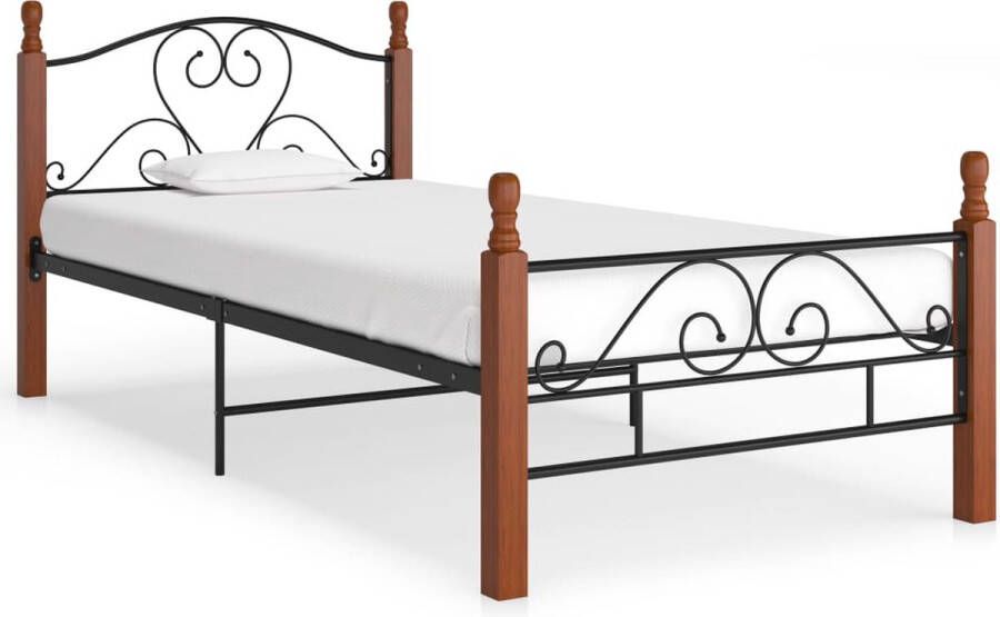 Decoways Bedframe metaal zwart 90x200 cm