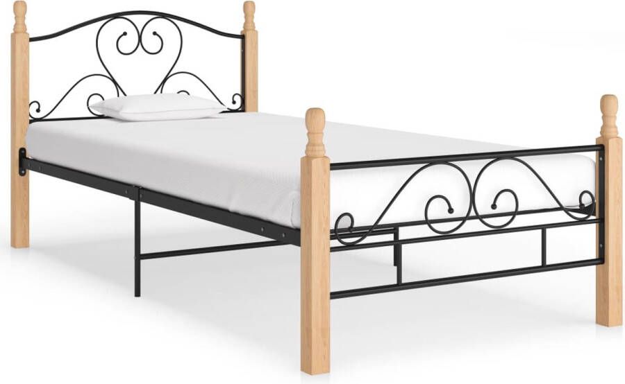 Decoways Bedframe metaal zwart 90x200 cm