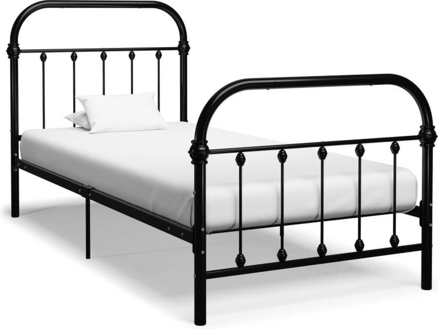 Decoways Bedframe metaal zwart 90x200 cm