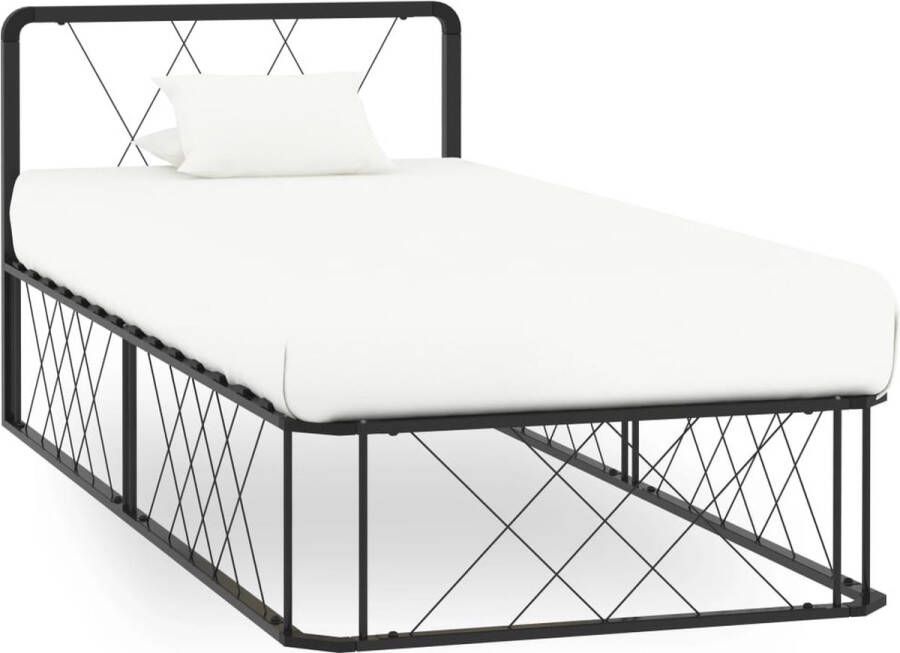 Decoways Bedframe metaal zwart 90x200 cm