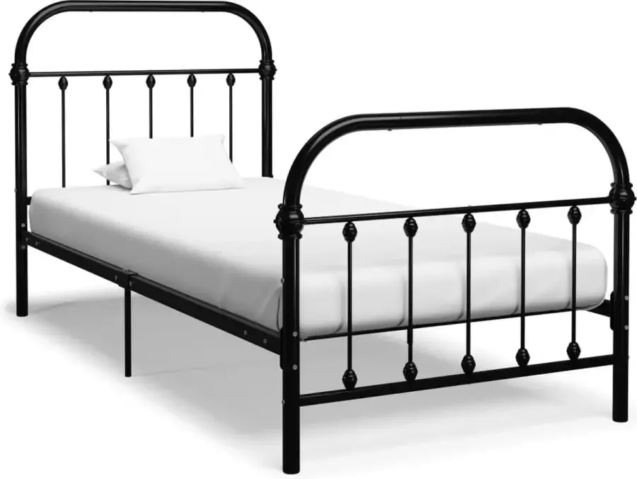 Decoways Bedframe metaal zwart 90x200 cm