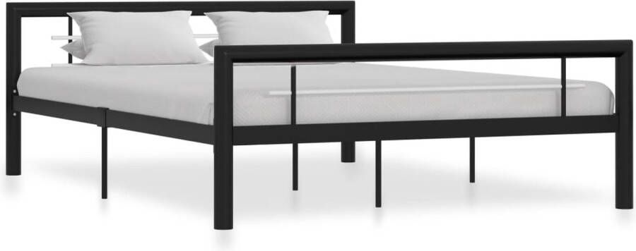 Decoways Bedframe metaal zwart en wit 120x200 cm