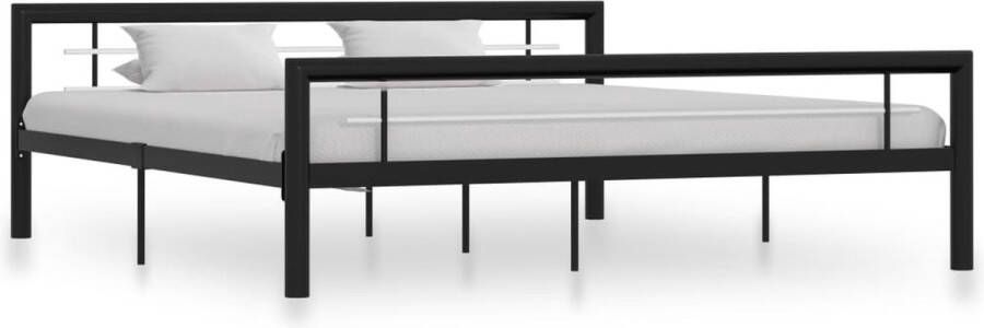 Decoways Bedframe metaal zwart en wit 180x200 cm