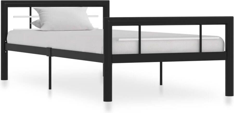 Decoways Bedframe metaal zwart en wit 90x200 cm