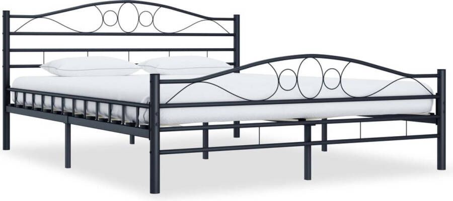 Decoways Bedframe staal zwart 140x200 cm