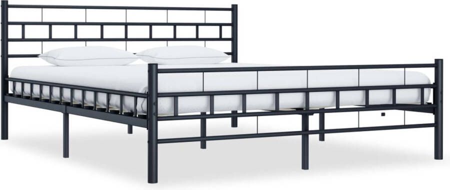 Decoways Bedframe staal zwart 140x200 cm