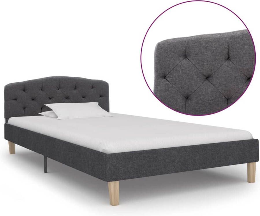 Decoways Bedframe stof donkergrijs 100x200 cm