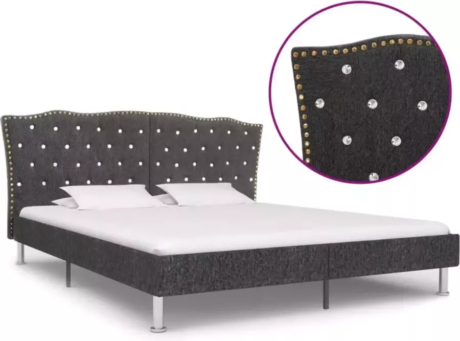 Decoways Bedframe stof donkergrijs 160x200 cm