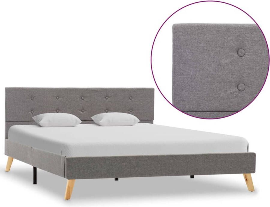 Decoways Bedframe stof lichtgrijs 140x200 cm