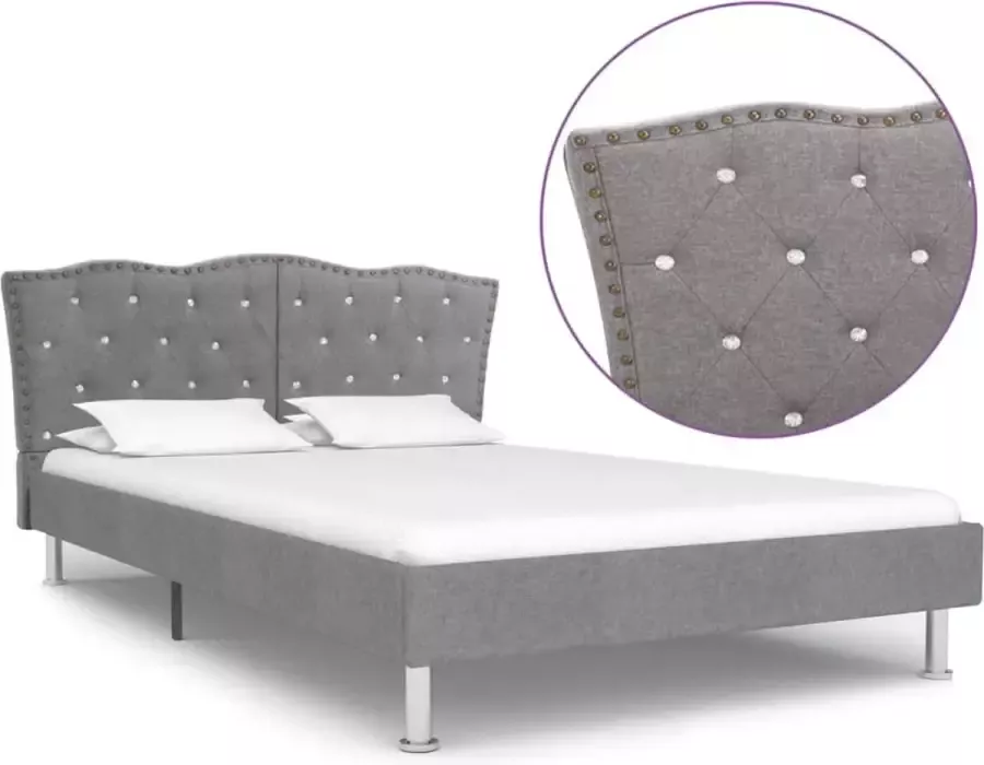 Decoways Bedframe stof lichtgrijs 140x200 cm