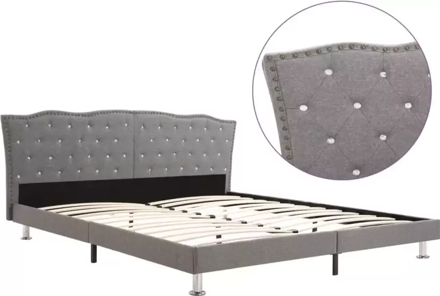 Decoways Bedframe stof lichtgrijs 180x200 cm